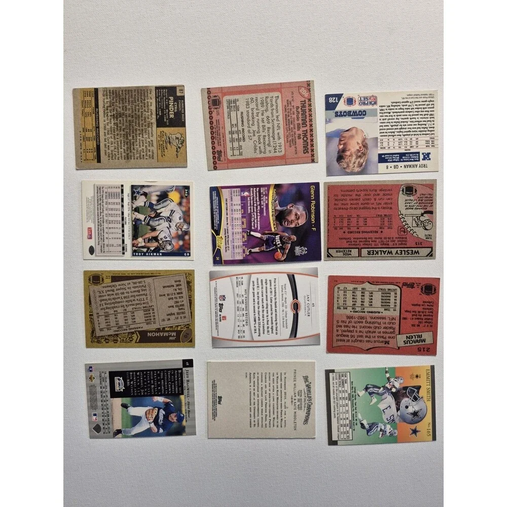 Lot of 12-15 Mixed 1980s-2000s NFL Football Cards - Aikman, Emmitt Smith, Marcus